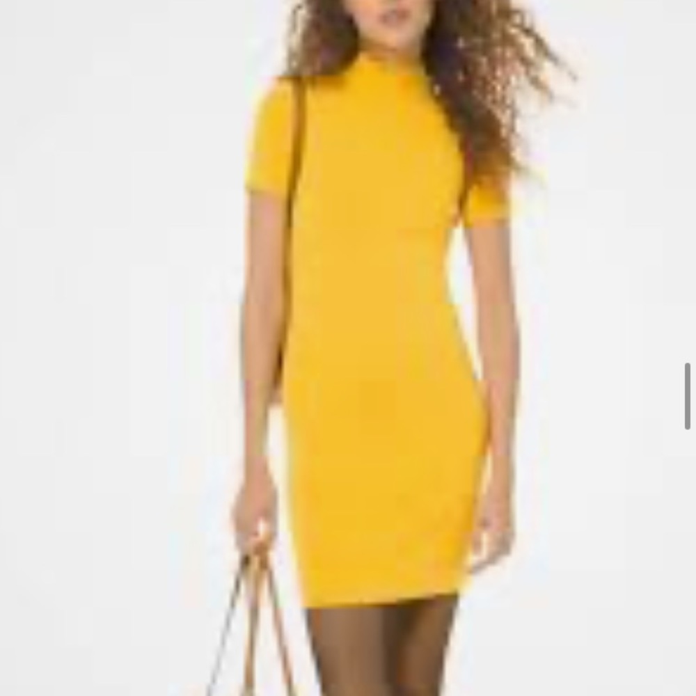 Michael Kors Ribbed Stretch-Viscose MockNeck Dress